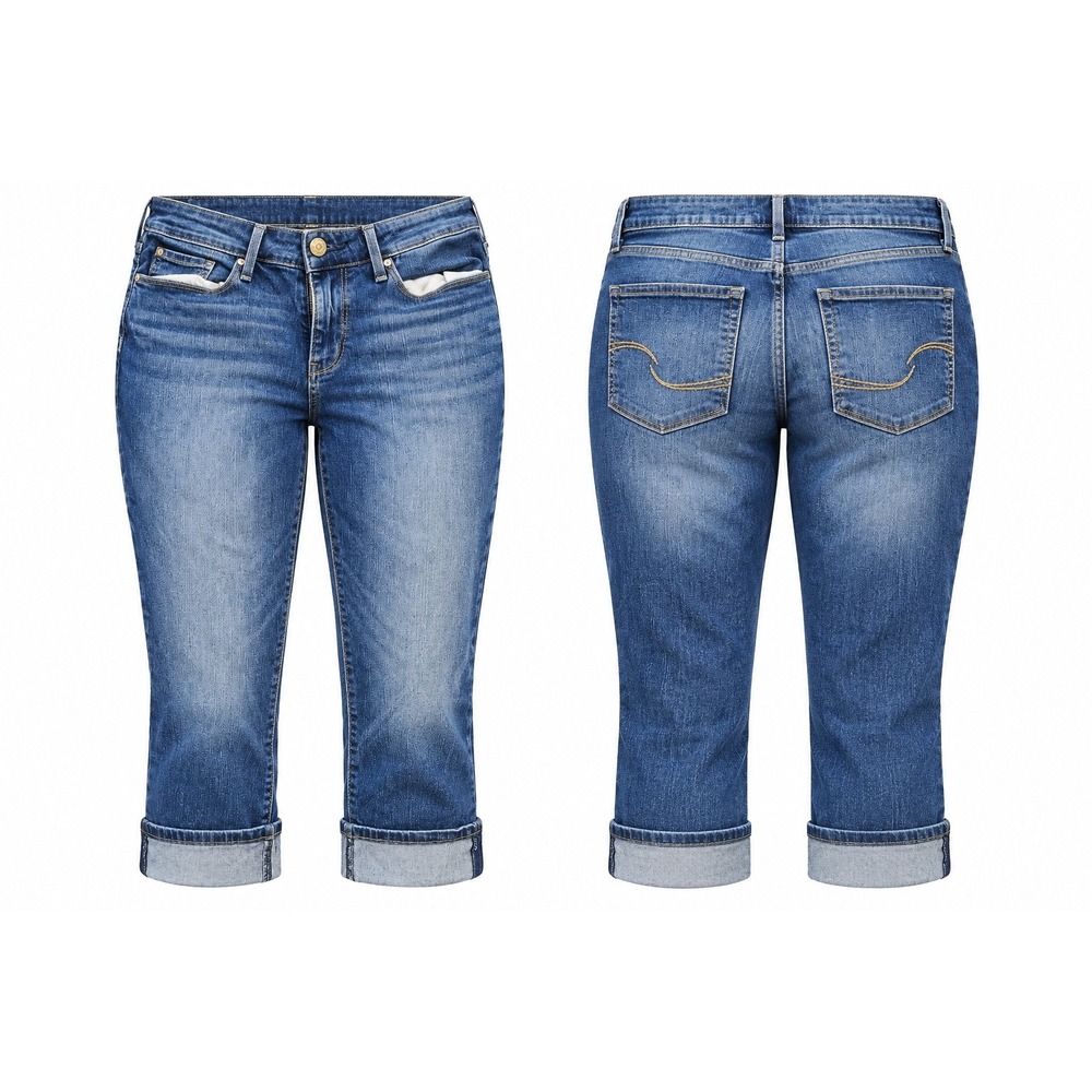 Signature by Levi Strauss Modern Capri Jeans | Cuffed Blue Denim
